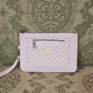 Soft Pink Quilted Wristlet with Chain Strap